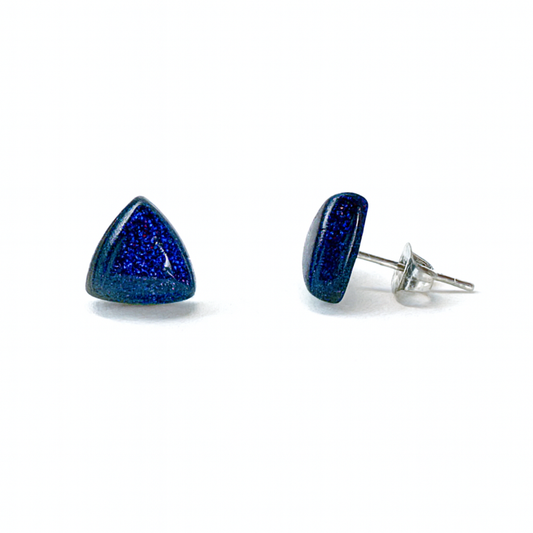 Blue Sandstone 10mm Triangle Natural Stone Earrings