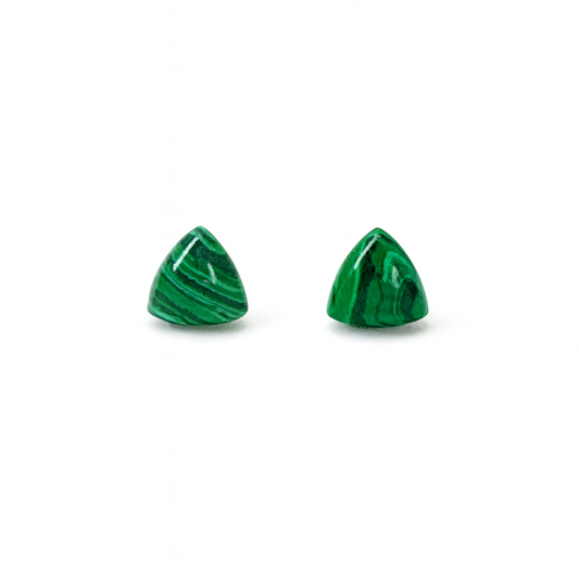 Malachite 10mm Triangle Natural Stone Earrings