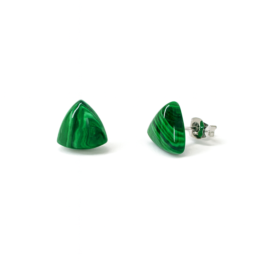 Malachite 10mm Triangle Natural Stone Earrings