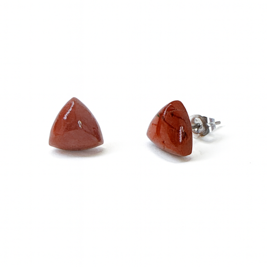 Red Jasper 10mm Triangle Natural Stone Earrings