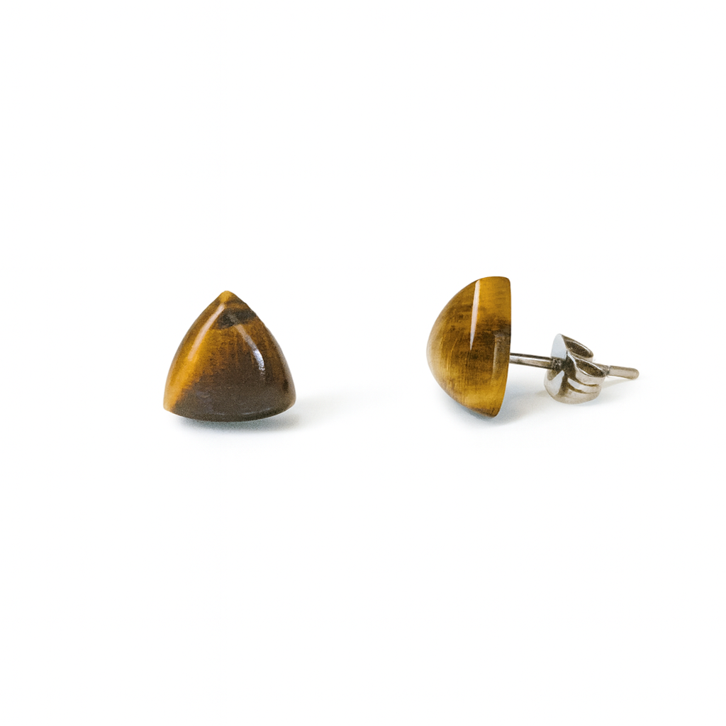 Tiger Eyes 10mm Triangle Natural Stone Earrings