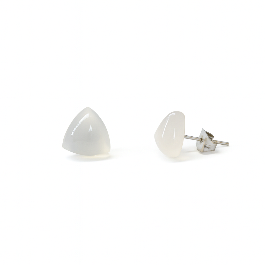 White Crystal 10mm Triangle Natural Stone Earrings