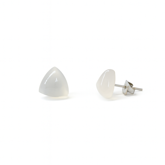 White Crystal 10mm Triangle Natural Stone Earrings