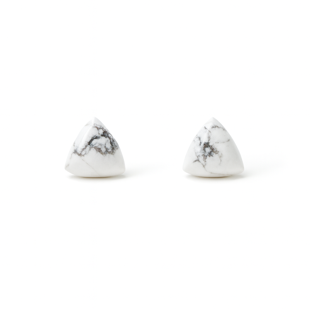 White Turquoise 10mm Triangle Natural Stone Earrings