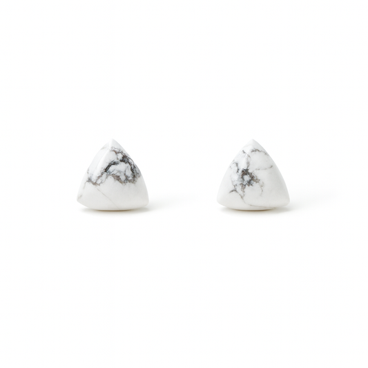 White Turquoise 10mm Triangle Natural Stone Earrings