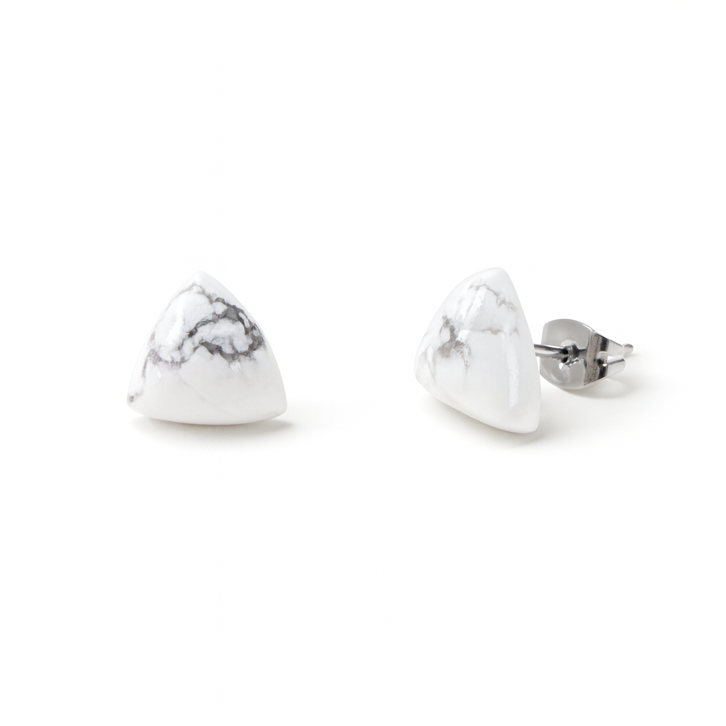 White Turquoise 10mm Triangle Natural Stone Earrings