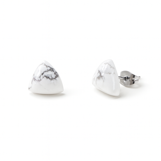 White Turquoise 10mm Triangle Natural Stone Earrings