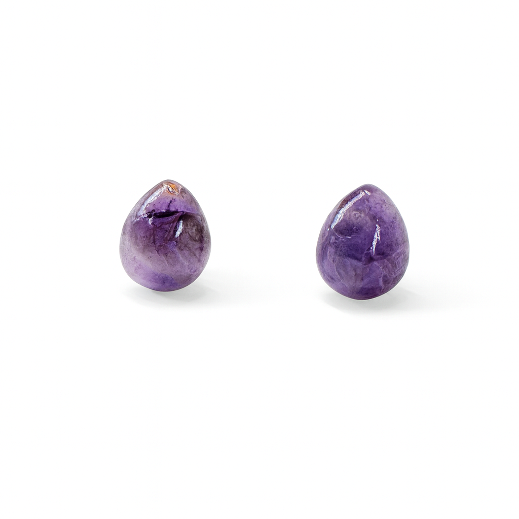 Amethyst 8 x 10mm Teardrop Natural Stone Earrings