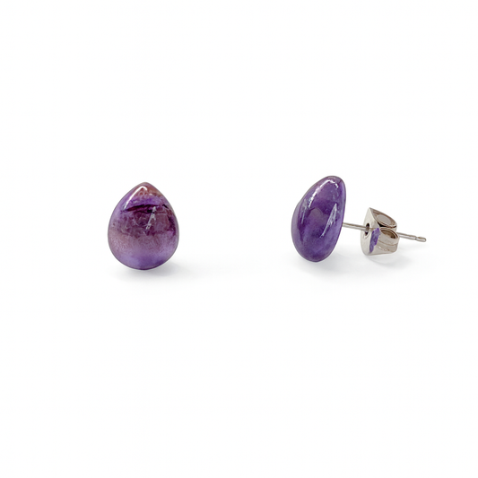 Amethyst 8 x 10mm Teardrop Natural Stone Earrings