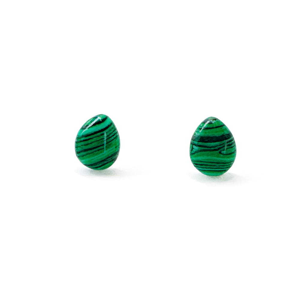 Malachite 8 x 10mm Teardrop Natural Stone Earrings