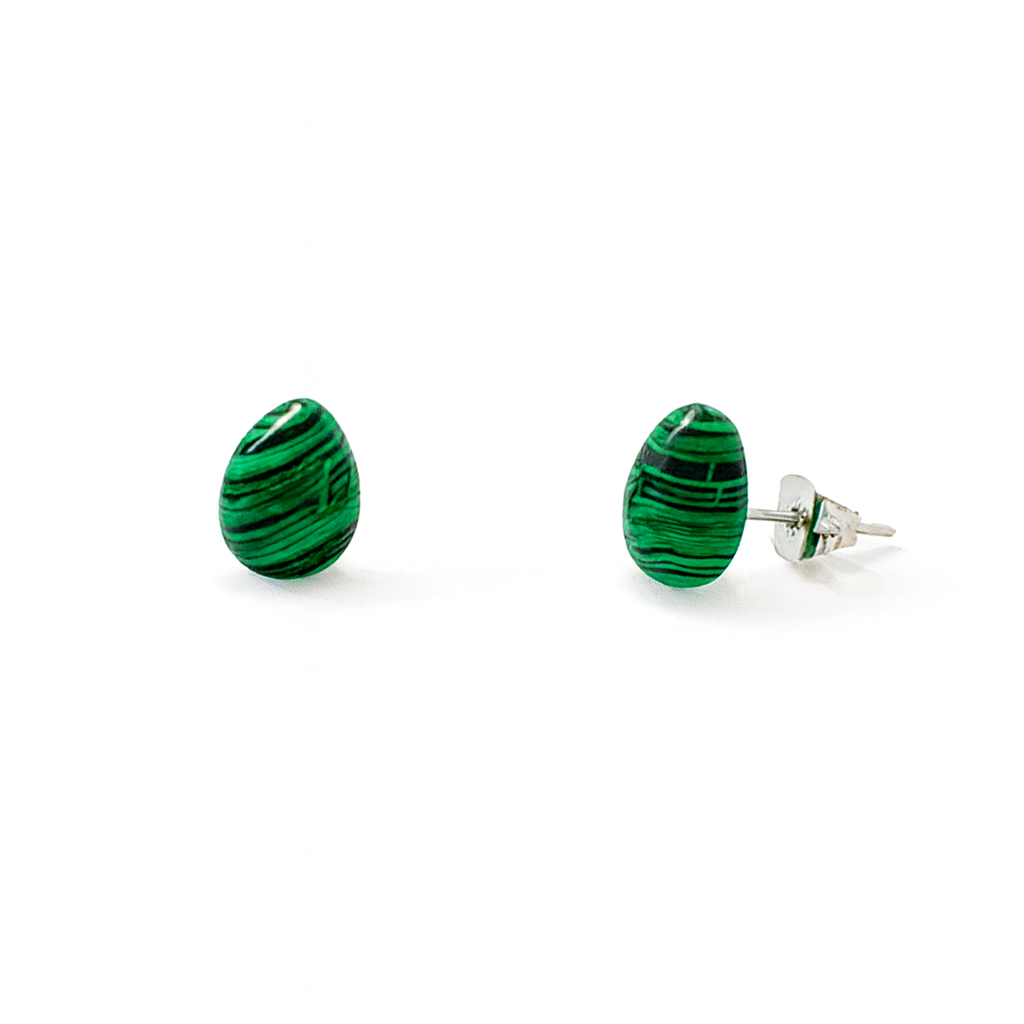 Malachite 8 x 10mm Teardrop Natural Stone Earrings
