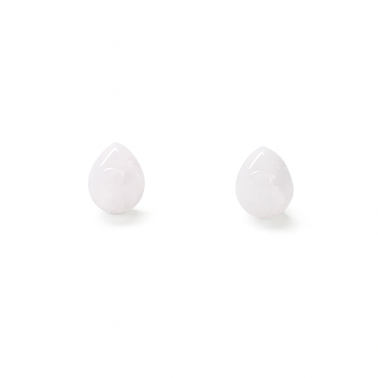 Rose Quartz 8 x 10mm Teardrop Natural Stone Earrings