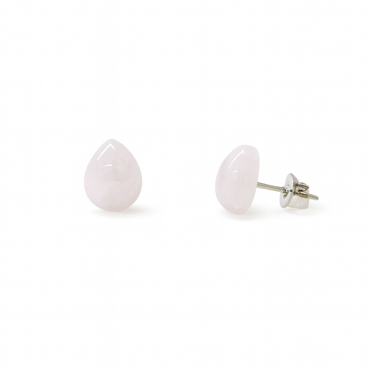 Rose Quartz 8 x 10mm Teardrop Natural Stone Earrings