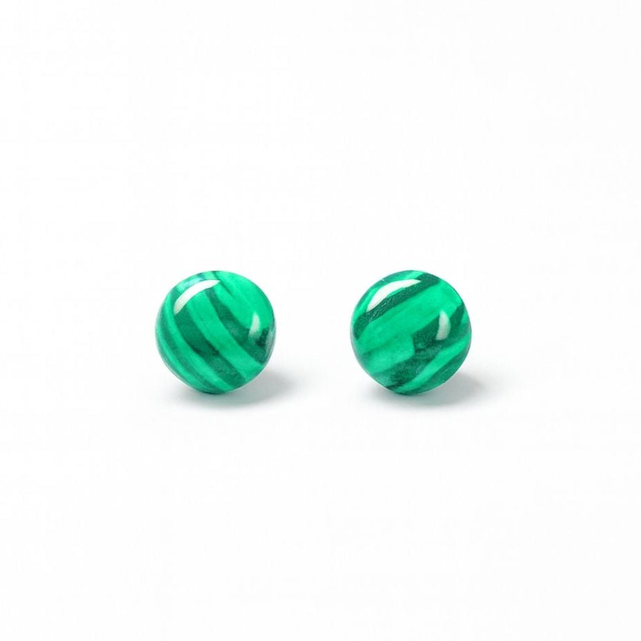 Malachite 8mm/10mm Round Natural Stone Earrings