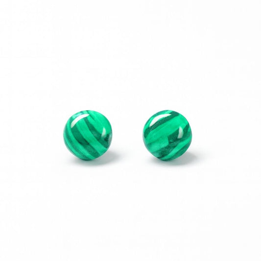 Malachite 8mm/10mm Round Natural Stone Earrings