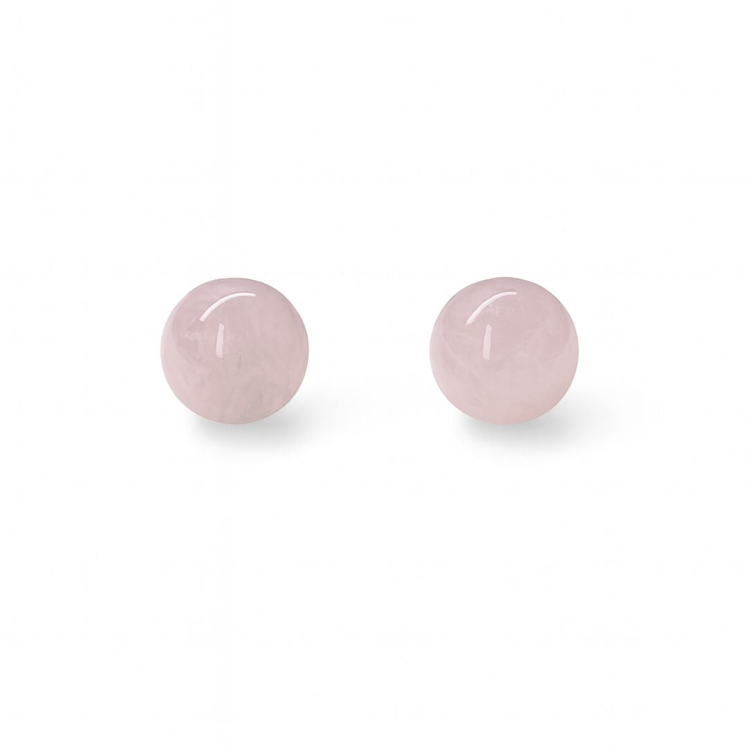 Rose Quartz 8mm/10mm Round Natural Stone Earrings