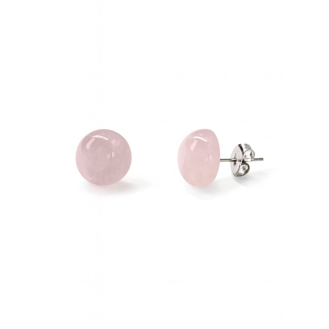 Rose Quartz 8mm/10mm Round Natural Stone Earrings
