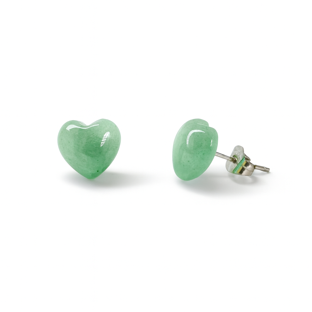 Aventurine 8mm/10mm Heart Natural Stone Earrings