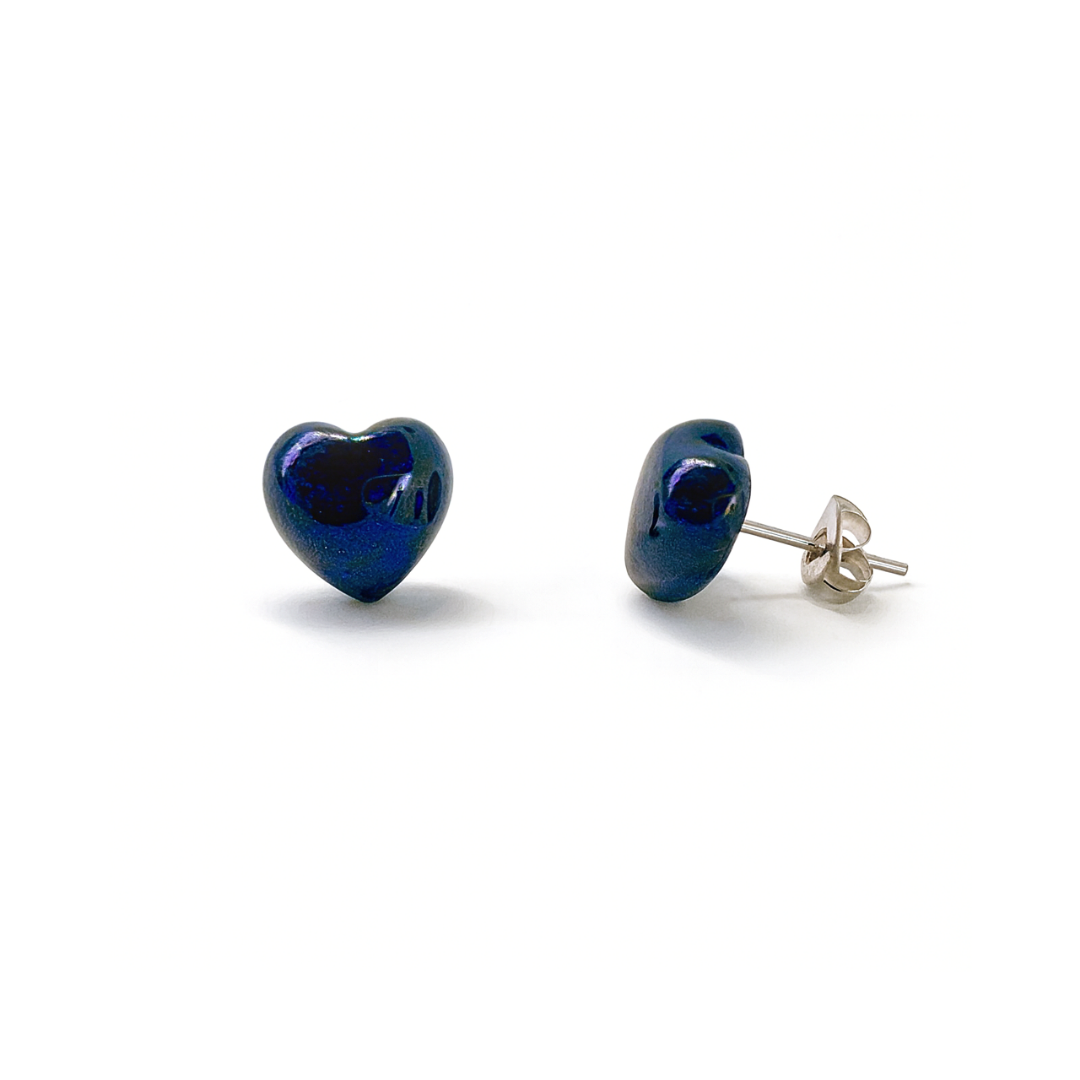 Blue Sandstone 10mm Heart Natural Stone Earrings