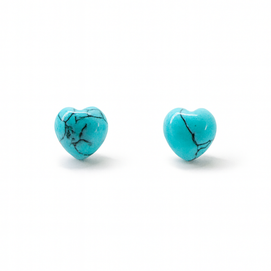 Blue Turquoise 10mm Heart Natural Stone Earrings