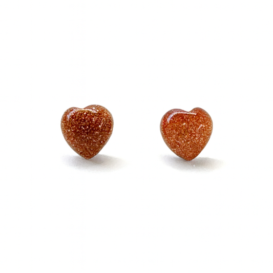 GoldStone 10mm Heart Natural Stone Earrings