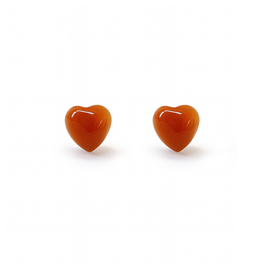 Orange Agate 8mm/10mm Heart Natural Stone Earrings