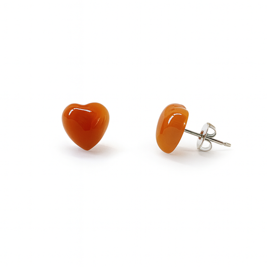 Orange Agate 8mm/10mm Heart Natural Stone Earrings