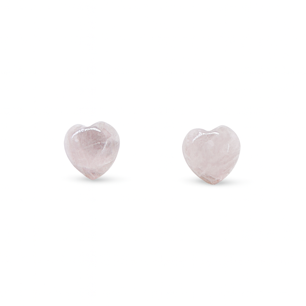 Rose Quartz 10mm Heart Natural Stone Earrings