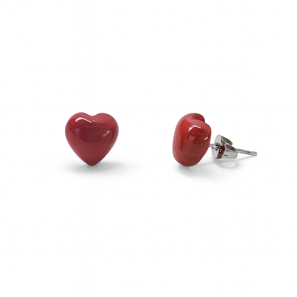 Red Jasper 10mm Heart Natural Stone Earrings