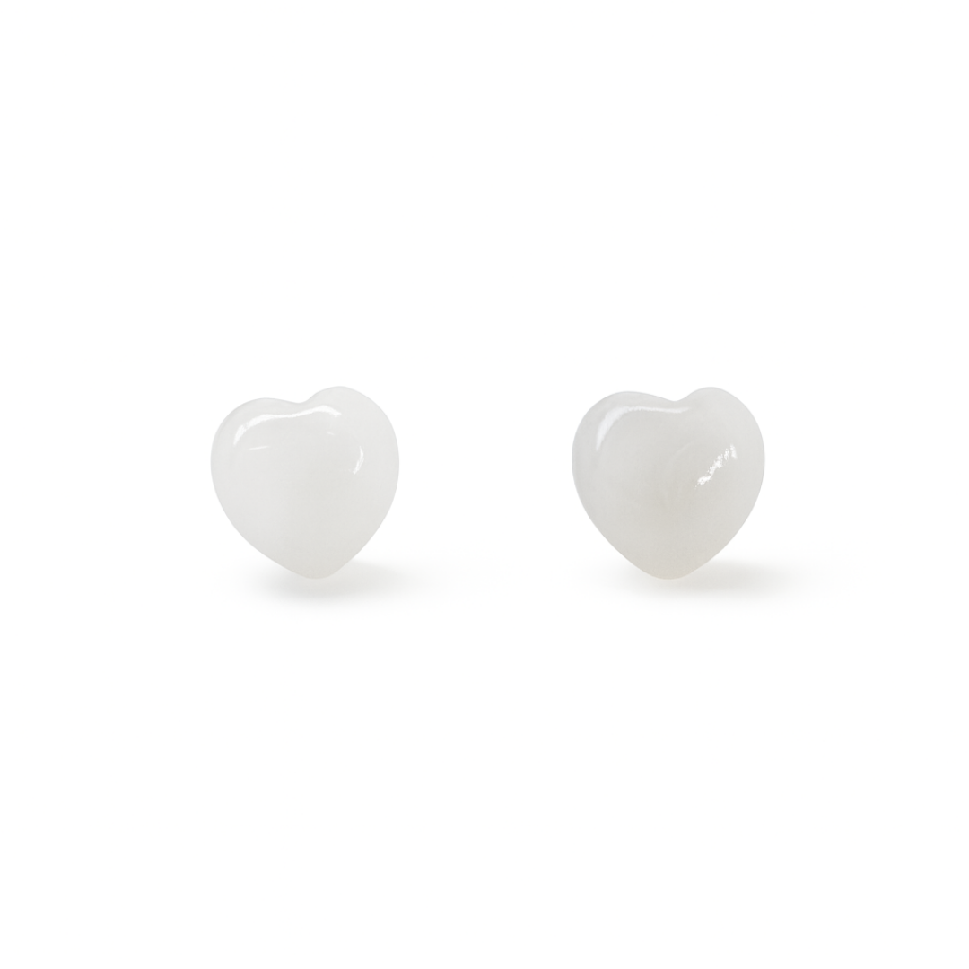 White Crystal 10mm Heart Natural Stone Earrings