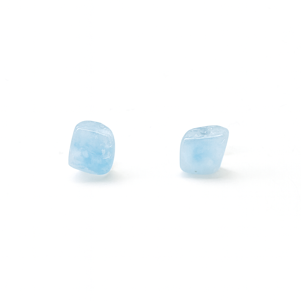 Small Aquamarine Blue Quartz Natural Stone Earrings