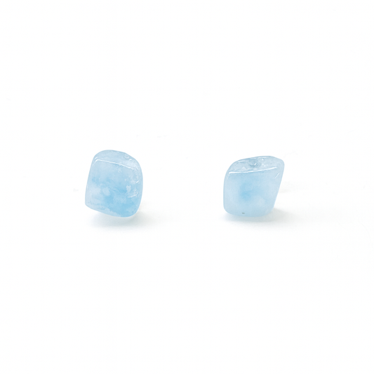 Small Aquamarine Blue Quartz Natural Stone Earrings