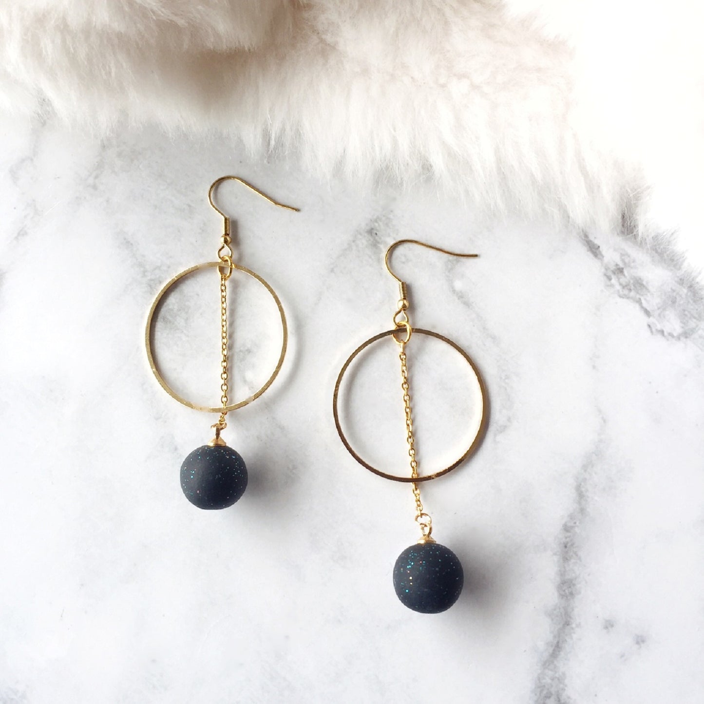 Celeste Gold Hoop Dangle Bead Earrings