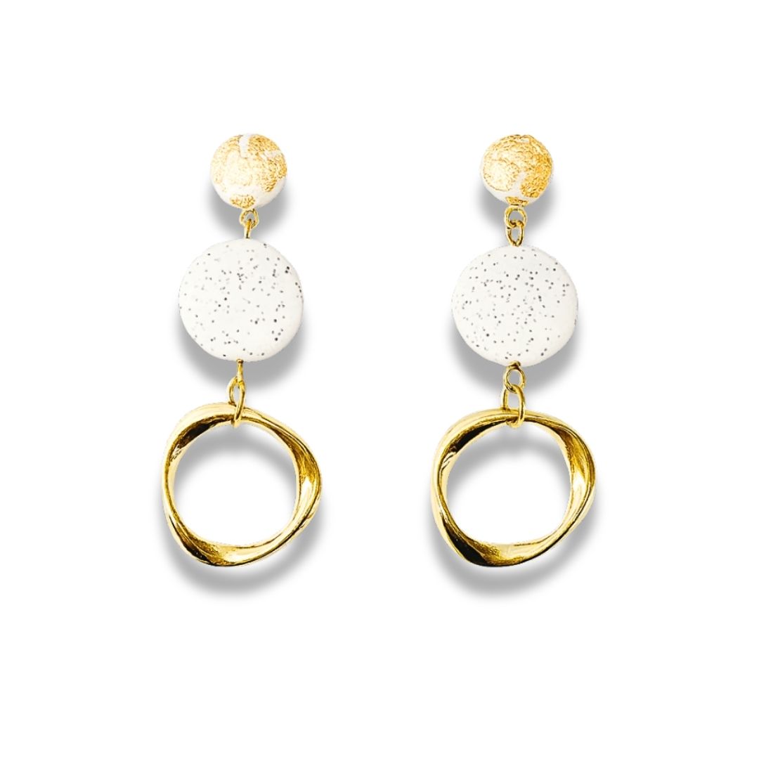 Gold Accented Double Circle Earrings