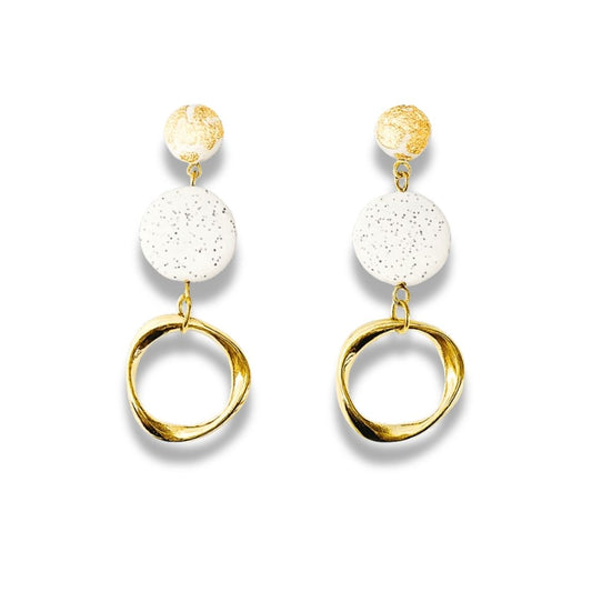 Gold Accented Double Circle Earrings