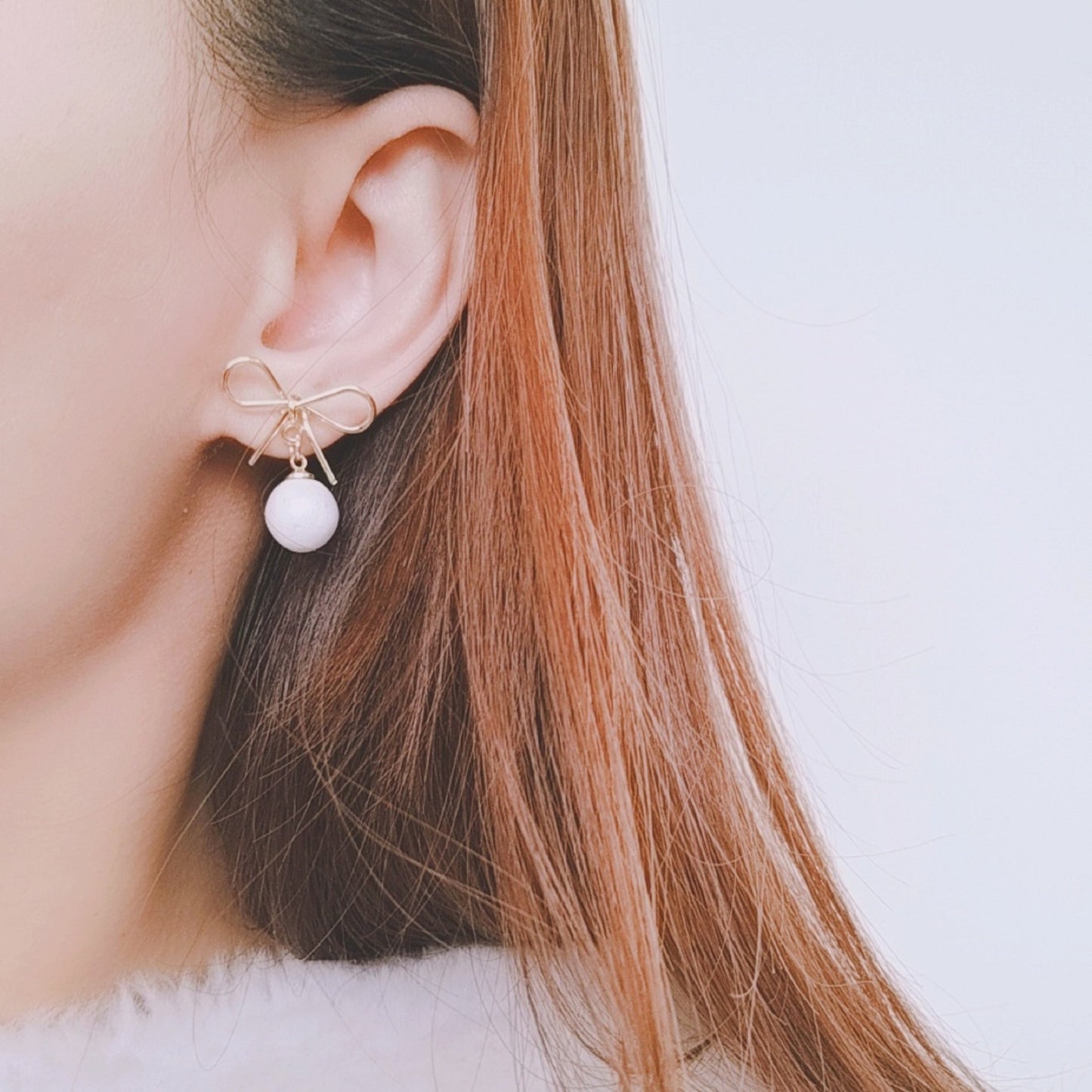Golden Bow Pearl Earrings