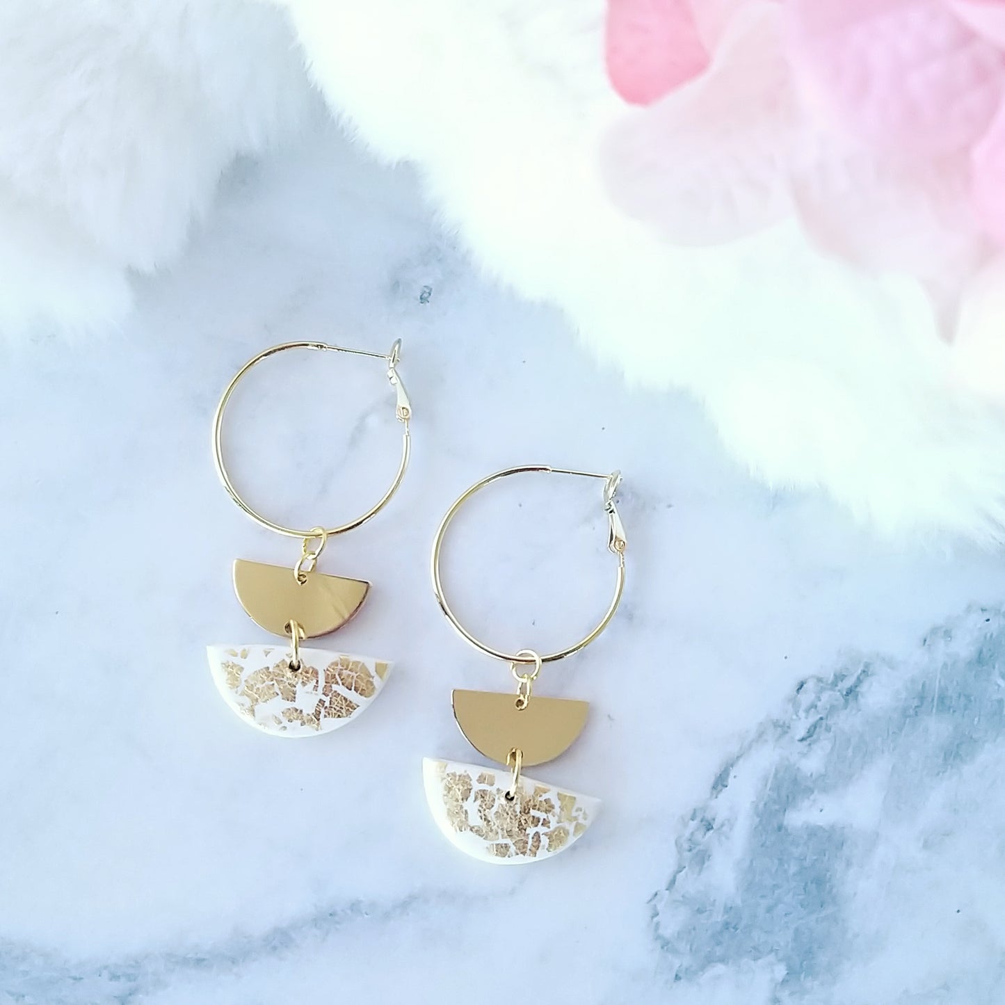 Golden Layer Semicircle Hoop Dangle Earrings