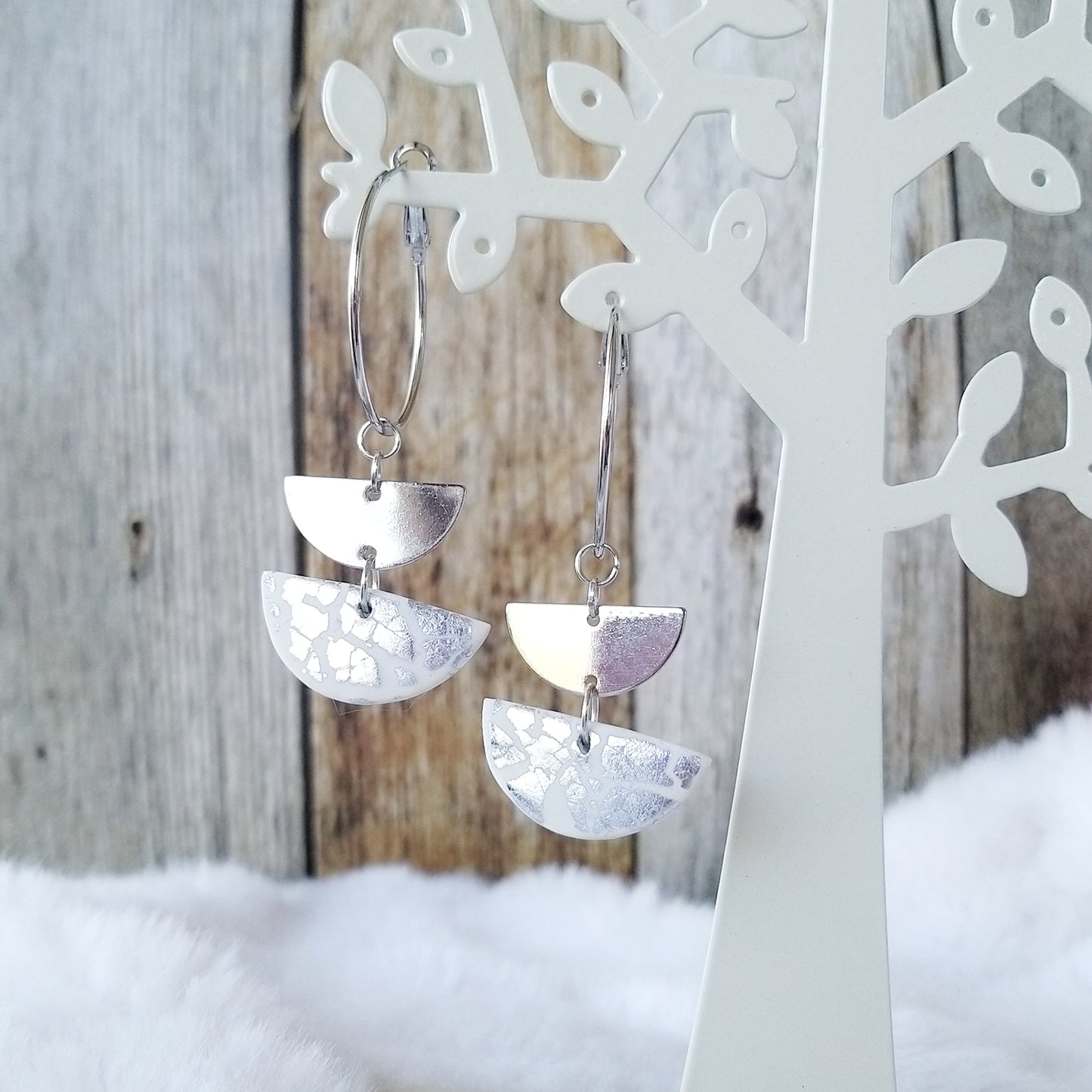 Golden Layer Semicircle Hoop Dangle Earrings