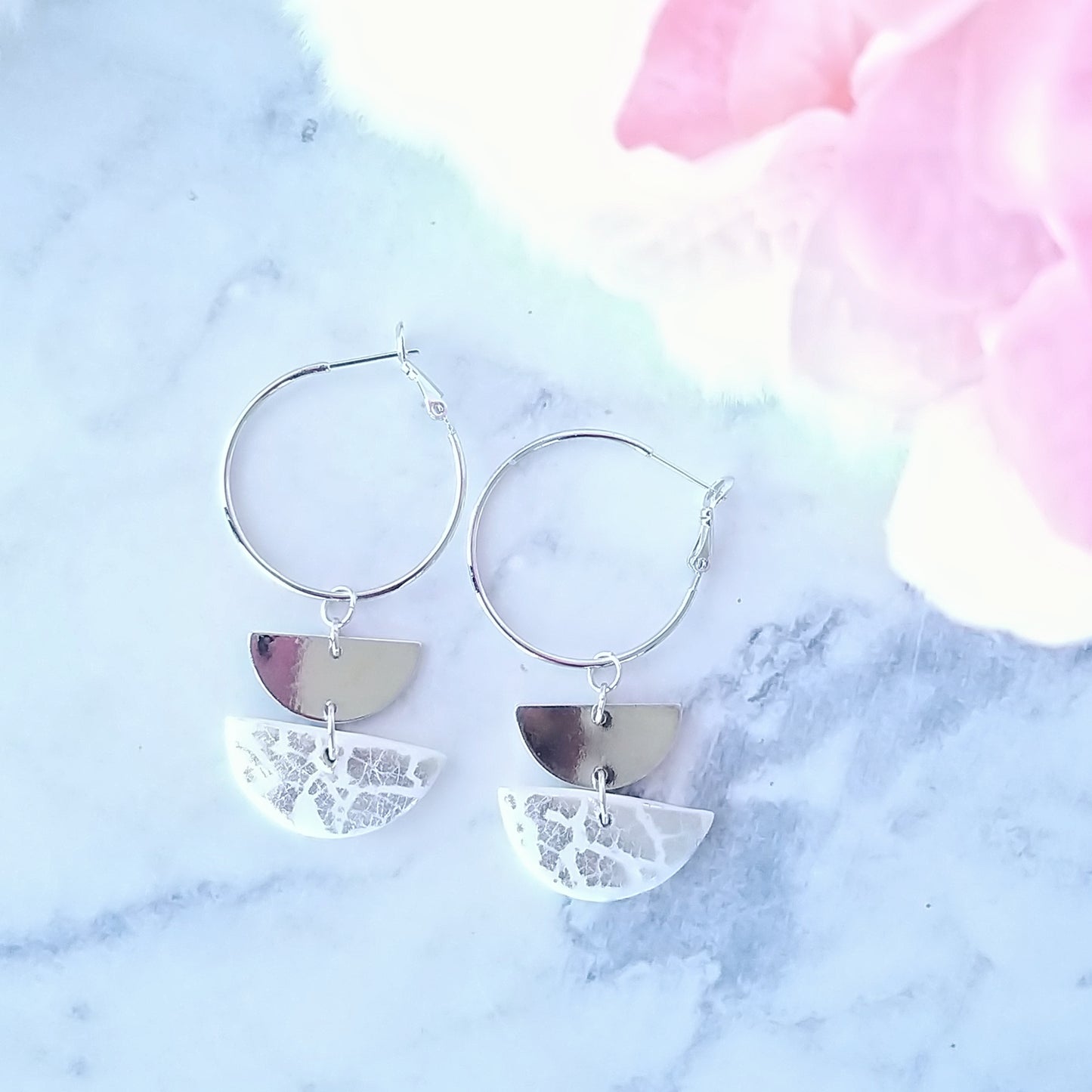 Golden Layer Semicircle Hoop Dangle Earrings