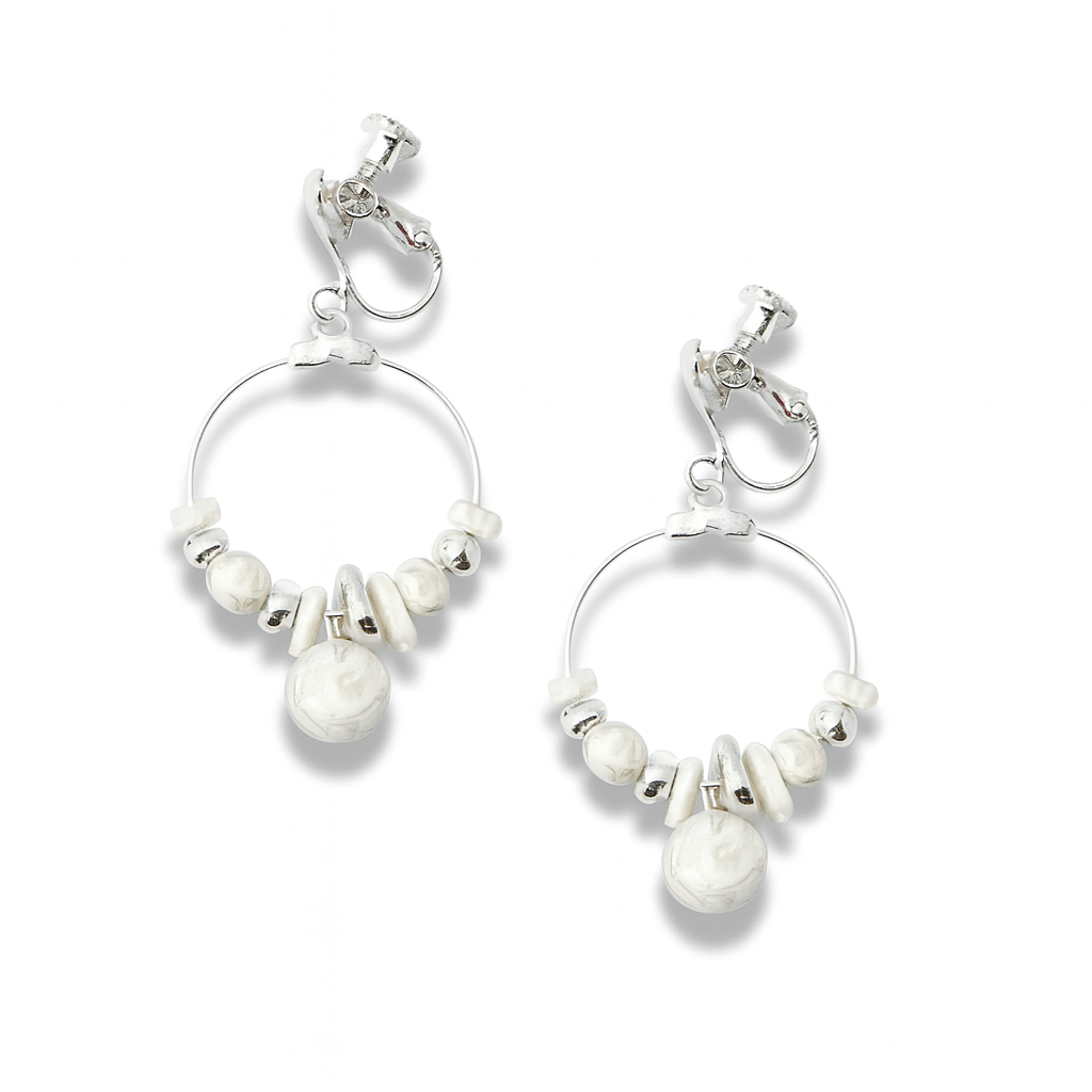 Golden Marble Bead Hoop Earrings – Elegant Minimalist Collection