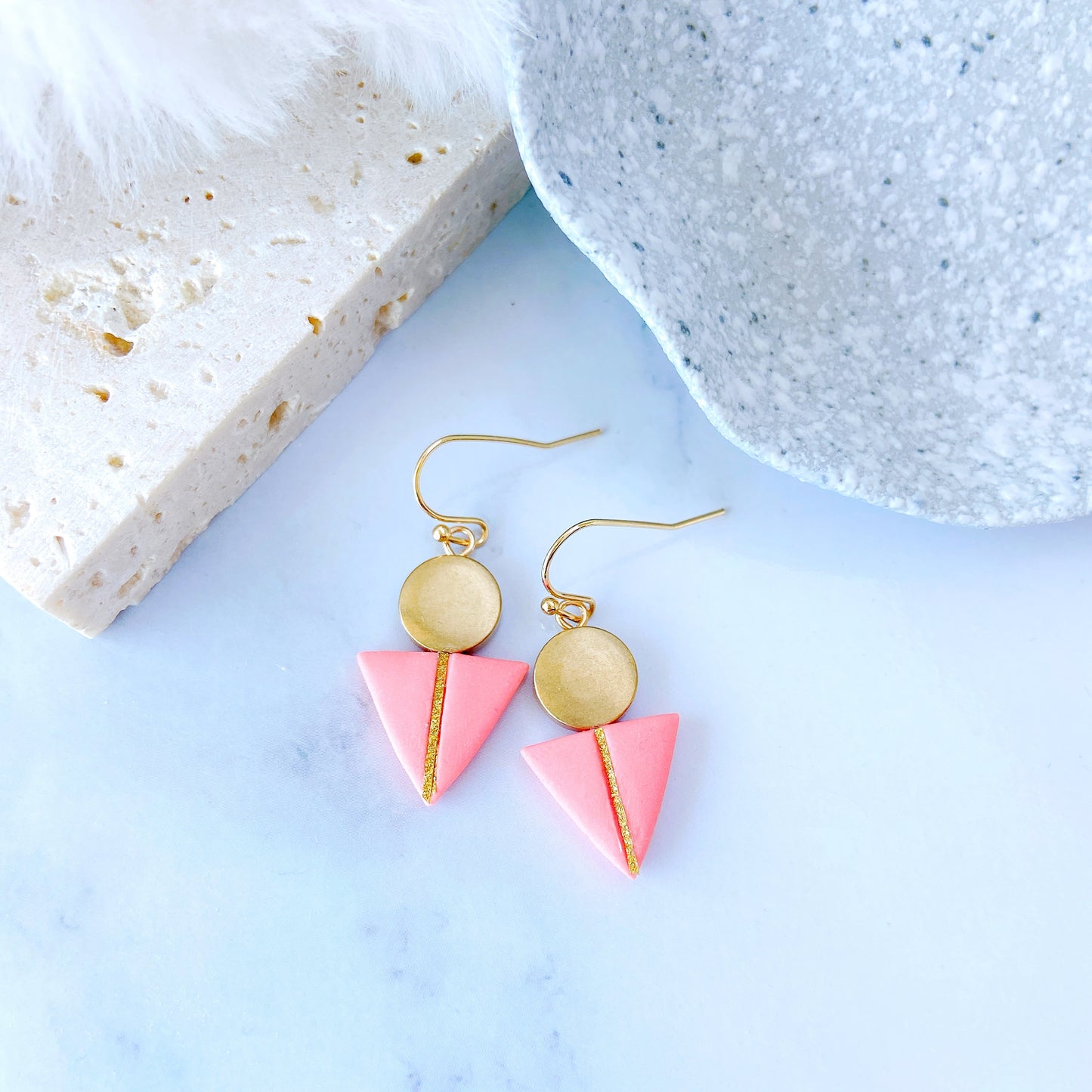 Grey Stone Triangle Geo Earrings – Modern Minimalist Collection