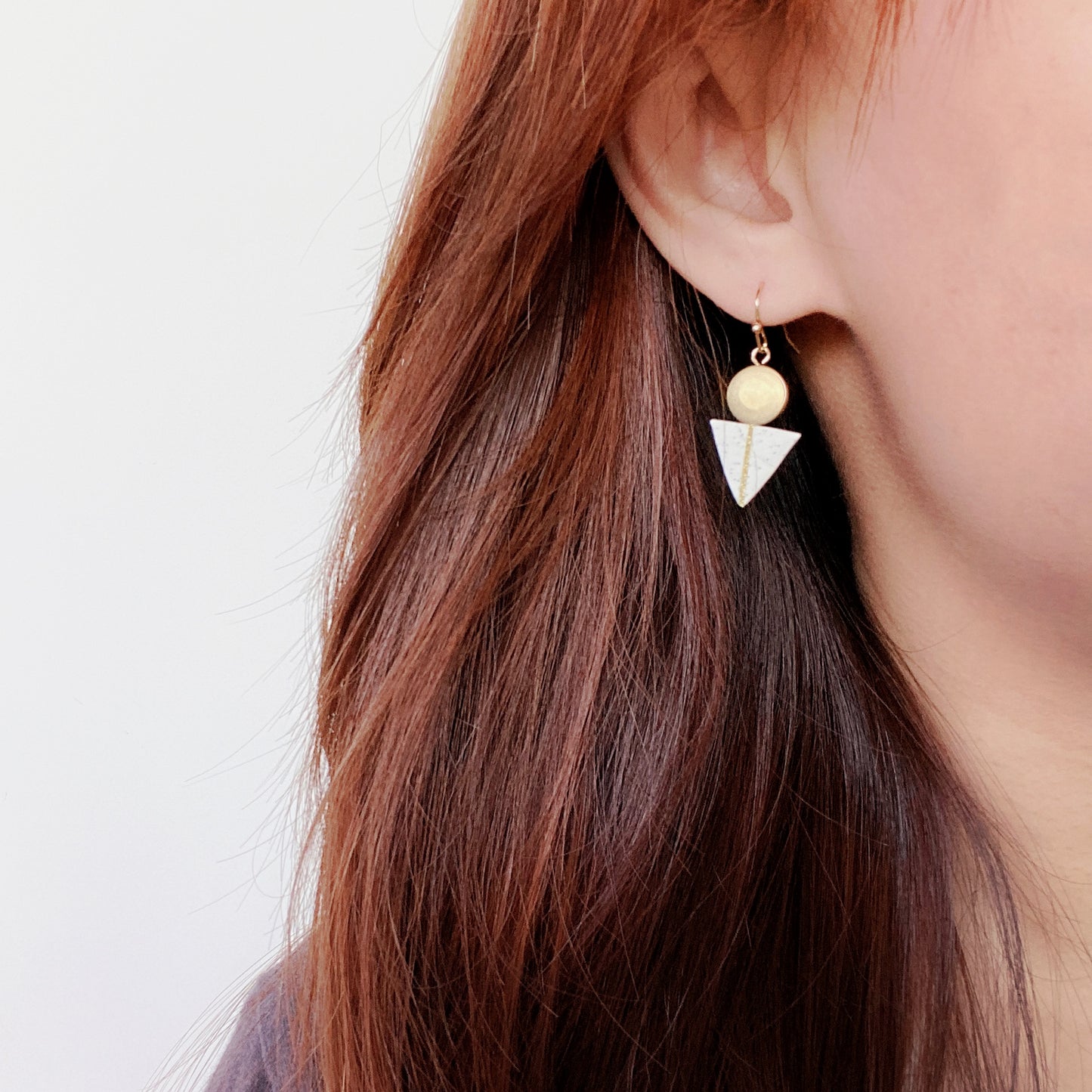 White Stone Triangle Geo Earrings – Modern Minimalist Collection