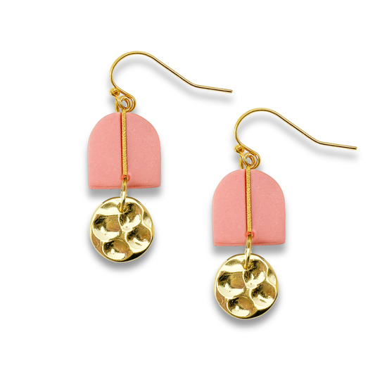Blush Pink Half Dome Dangle Earrings – Modern Geometry Collection