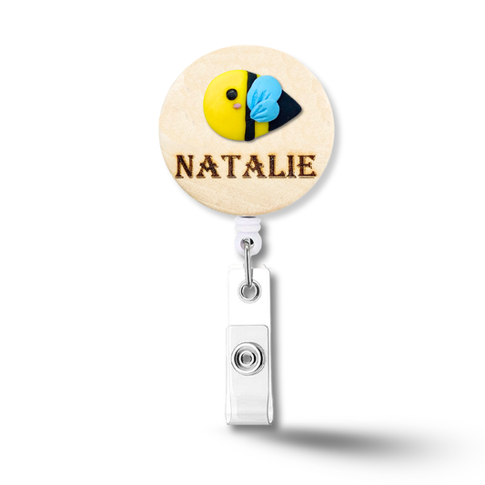 Handmade 3D Bee Personalized Name Badge Reel