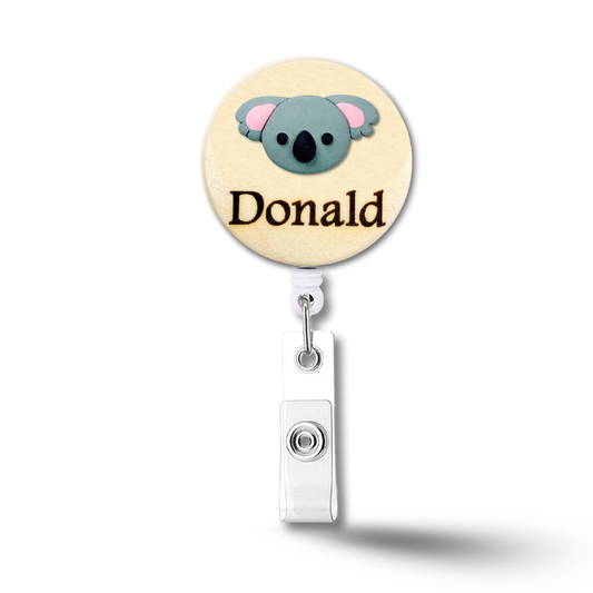 Handmade 3D Koala Personalized Name Badge Reel