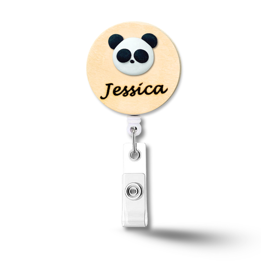 Handmade 3D Panda Personalized Name Badge Reel
