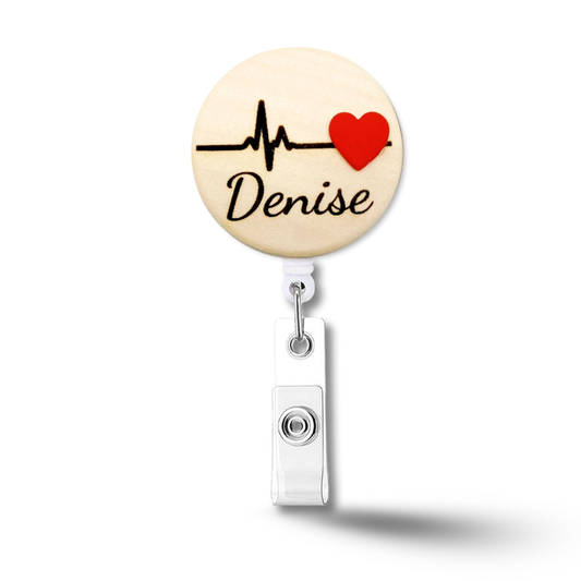 Medical Heartbeat Pattern Nurse Personalized Name Badge Reel