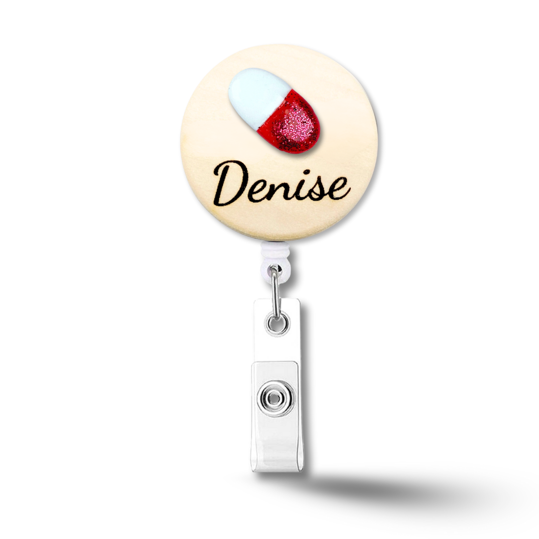 Handmade 3D Milk Bottle Obstetrics Midwife Personalized Name Badge Reel