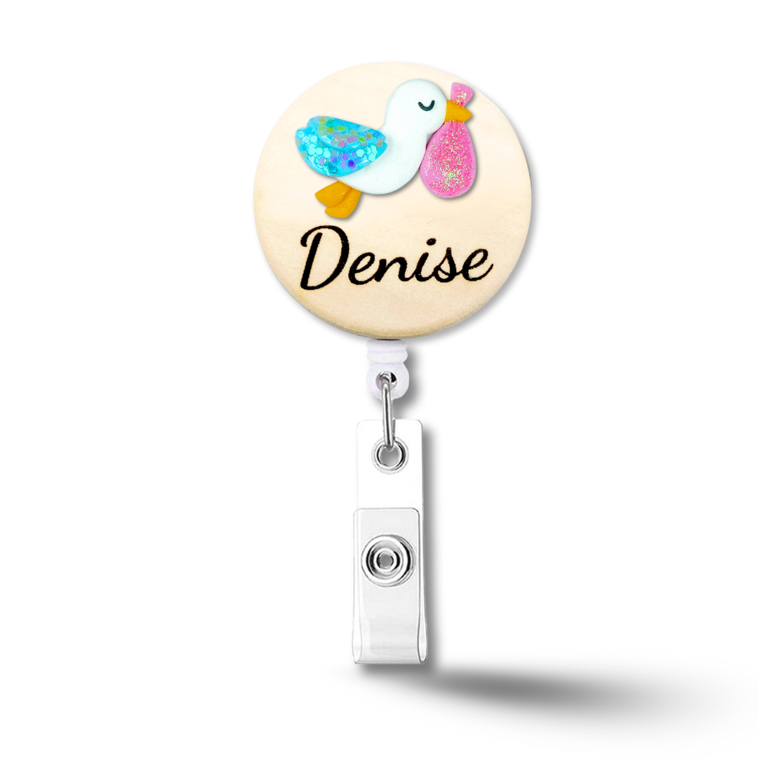 Handmade 3D Milk Bottle Obstetrics Midwife Personalized Name Badge Reel