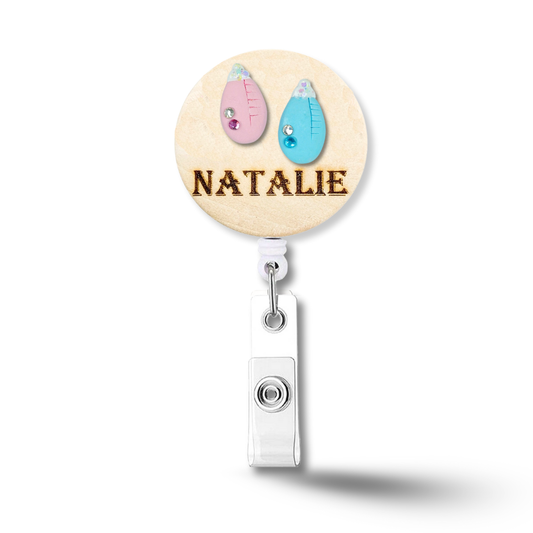 Handmade 3D Milk Bottle Obstetrics Midwife Personalized Name Badge Reel